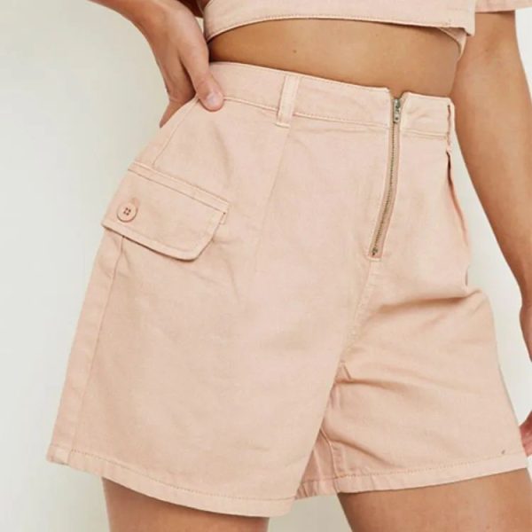 High waist denim women shorts