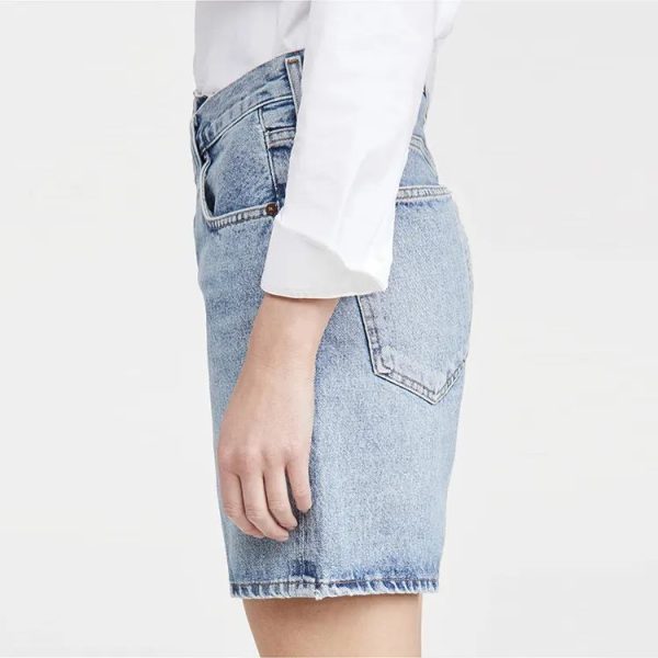 Ladies casual cotton Crisscross waist Upsized denim Shorts for women