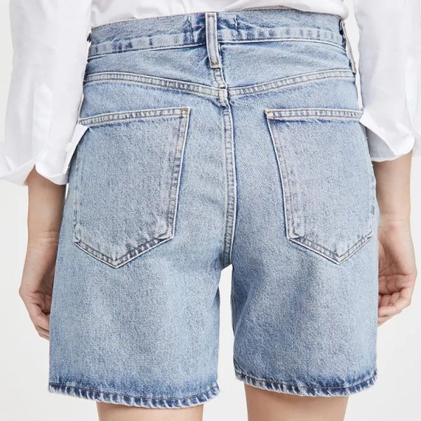 Ladies casual cotton Crisscross waist Upsized denim Shorts for women